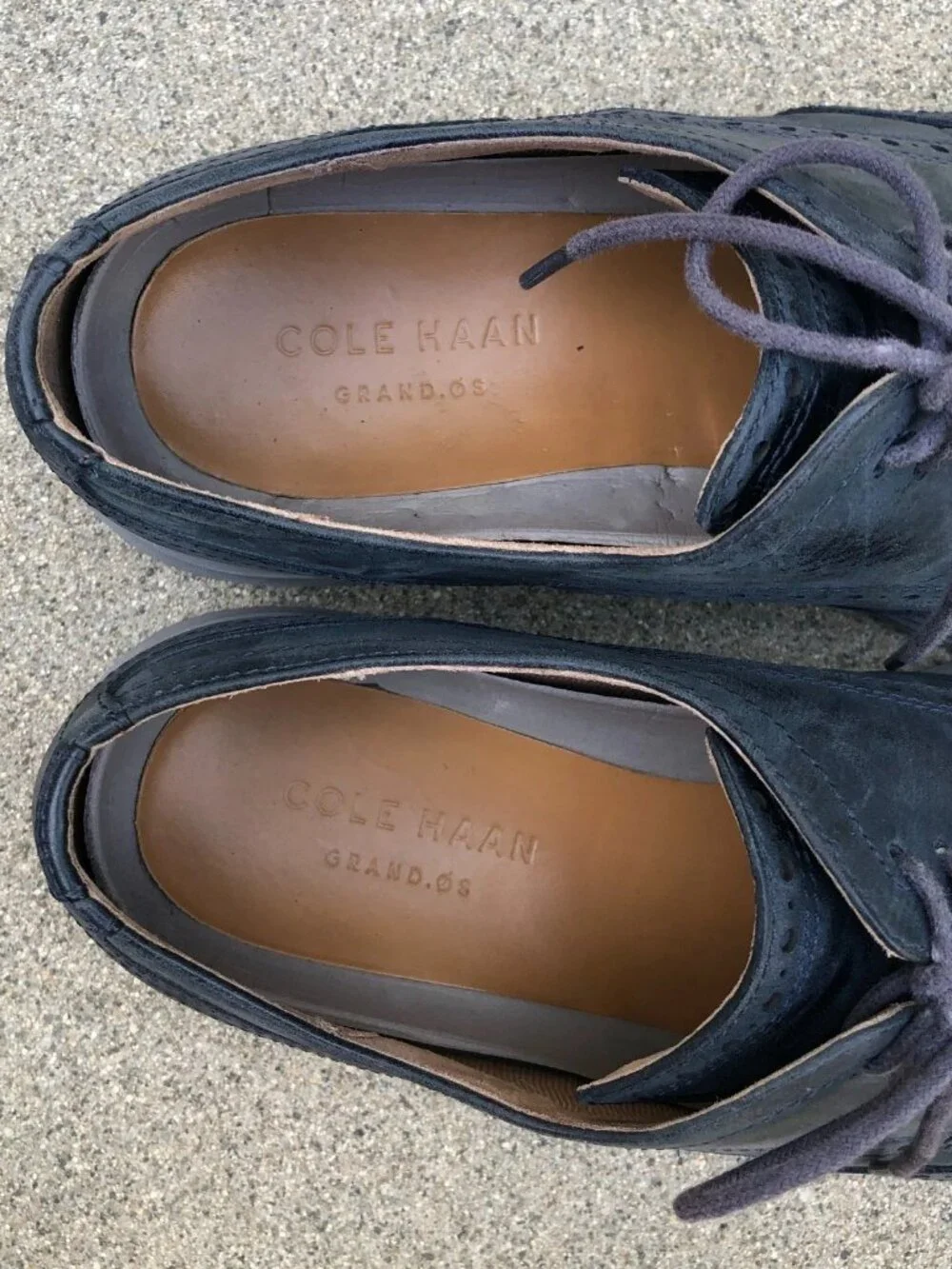 COLE HAAN Modern Blue Oxford Wingtip Shoes Men's 10 M Blue Leather Suede C26473
